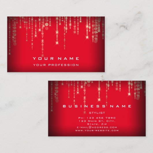 イベントウェディングプランナー白黒赤金ゴールド文字列 名刺 (正面/裏面)