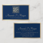 イベントウェディングプランナー金ゴールドフレームファッションブルーネイビー 名刺 (正面/裏面)