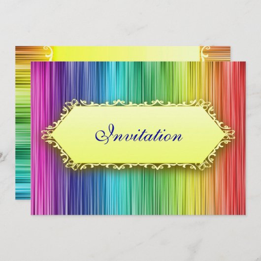 イベントエレガントズレインボーカーテン招待状 招待状 (正面/裏面)