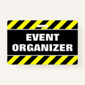「イベントオーガナイザー」 +黒と黄色のストライプバッジ バッジ (裏面)