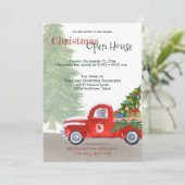 イベントカスタムクリスマスオープンハウスレッドトラックおもしろい 招待状 (スタンド正面)