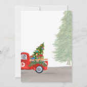 イベントカスタムクリスマスオープンハウスレッドトラックおもしろい 招待状 (裏面)