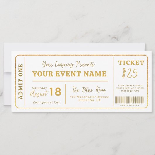 イベントカスタムチケット、コンサート偽チケット、学校 招待状 (正面)