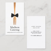 イベントカテラー金ゴールドフォークブラックタイビジネスカード 名刺 (正面/裏面)