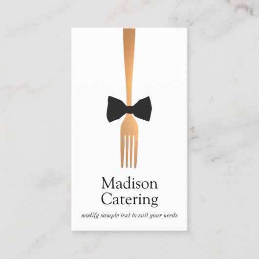 イベントカテラー金ゴールドフォークブラックタイビジネスカード 名刺 (正面)