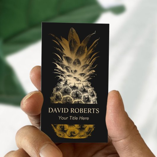 イベントケータリングモダンブラック&金ゴールドパイナップル 名刺
