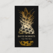 イベントケータリングモダンブラック&金ゴールドパイナップル 名刺 (正面)