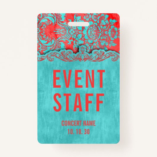 イベントスタッフダマスク名前をカスタムするコンサートバッジ バッジ (正面)