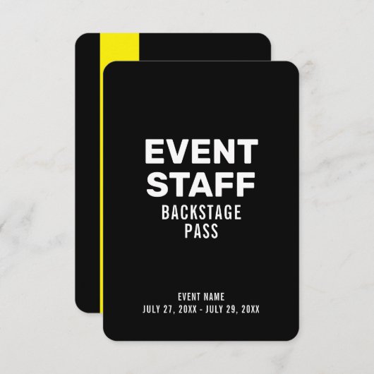 イベントスタッフバックステージパス3.5インチx 5インチIDバッジ 招待状 (正面/裏面)