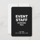 イベントスタッフバックステージパス3.5インチx 5インチIDバッジ 招待状 (正面)