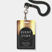 イベントスタッフ ゴールド ブラック バッジ (正面(ネックストラップ付))