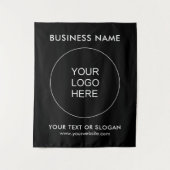 イベントセミナーパーティービジネスロゴテンプレートブラック タペストリー (正面)