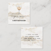 イベントバーテンシャンパンホワイト金ゴールドマーブルクリーム スクエア名刺 (正面/裏面)