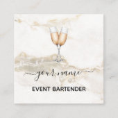 イベントバーテンシャンパンホワイト金ゴールドマーブルクリーム スクエア名刺 (正面)