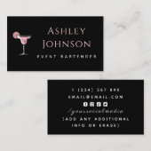 イベントバーテンダーグラマラスなカクテルドリンクブラック 名刺 (正面/裏面)