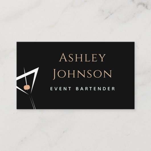 イベントバーテンダーシンプルドリンクエレガントソーシャルメディア 名刺 (正面)