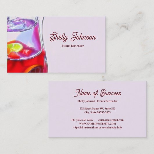 イベントバーテンダーフィエスタウォーターカラーレッドサンリア 名刺 (正面/裏面)