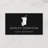 イベントバーテンダーブラック&ホワイト描イラストレーション 名刺 (正面)