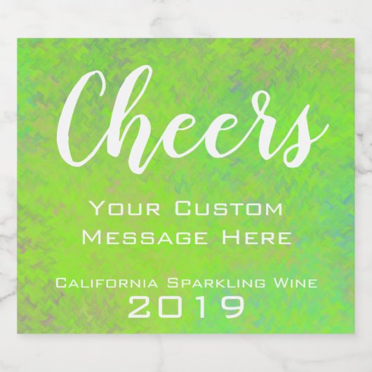 イベントパーソナライズされたグリーンマーリーアート スパークリングワインラベル (シングルラベル)