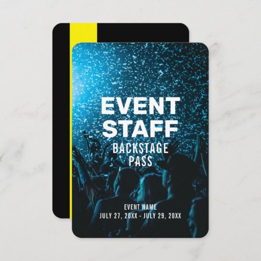 イベントフォトバックステージパススタッフ3.5"x5" IDバッジ 招待状 (正面/裏面)