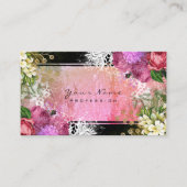 イベントフローラレッドピーオンピンクグリーンヴィンテージグラム 名刺 (正面)