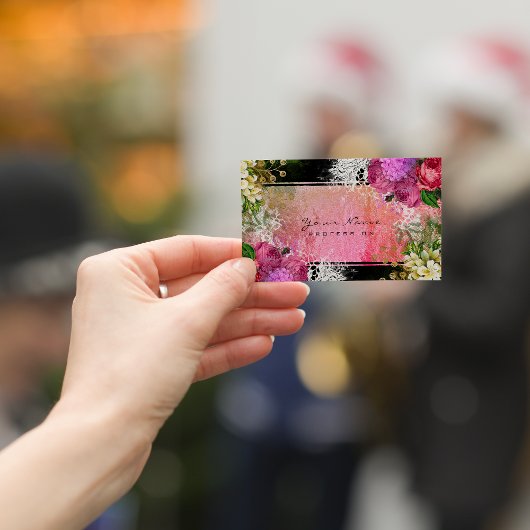 イベントフローラレッドピーオンピンクグリーンヴィンテージグラム 名刺