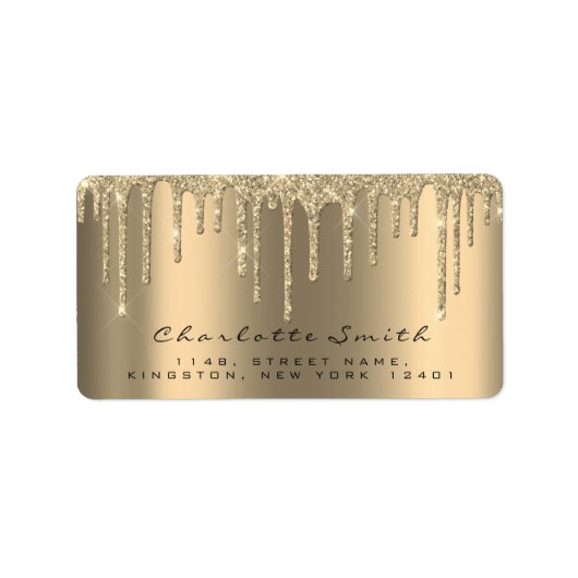 イベントブライダル差出人住所ドリプス金ゴールドRSVPスパークル ラベル (正面)
