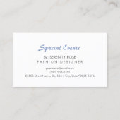 イベントプランナーかわいらしピンクとブルーシェブロンフローラ 名刺 (裏面)