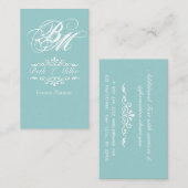 イベントプランナーの愛好家の物惜しみしないモノグラムの青 スクエア名刺 (正面/裏面)