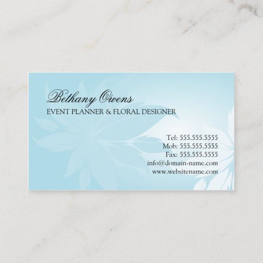 イベントプランナーの花柄デザイナー 名刺 (裏面)