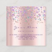 イベントプランナーまつ毛メイクアップバラパープル紙吹雪 スクエア名刺 (裏面)