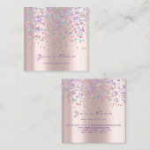 イベントプランナーまつ毛メイクアップバラパープル紙吹雪 スクエア名刺 (正面/裏面)