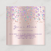 イベントプランナーまつ毛メイクアップバラパープル紙吹雪 スクエア名刺 (裏面)