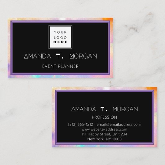 イベントプランナーインフルエンサーBloggerホログラフィックロゴ 名刺 (正面/裏面)