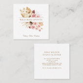 イベントプランナーエレガントピンクローズフローラスクエアブシ スクエア名刺 (正面/裏面)