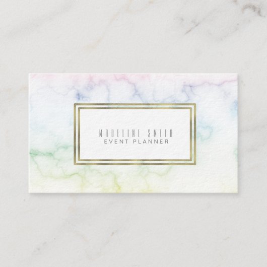 イベントプランナーエレガントミニマリストレインボーマーブル 名刺 (正面)