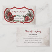 イベントプランナーエレガントヴィンテージレッドローズフローラ 名刺 (正面/裏面)