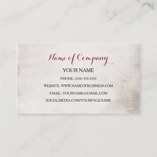 イベントプランナーエレガントヴィンテージレッドローズフローラ 名刺 (裏面)