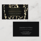 イベントプランナーエレガント白黒フレーム火花金ゴールド 名刺 (正面/裏面)