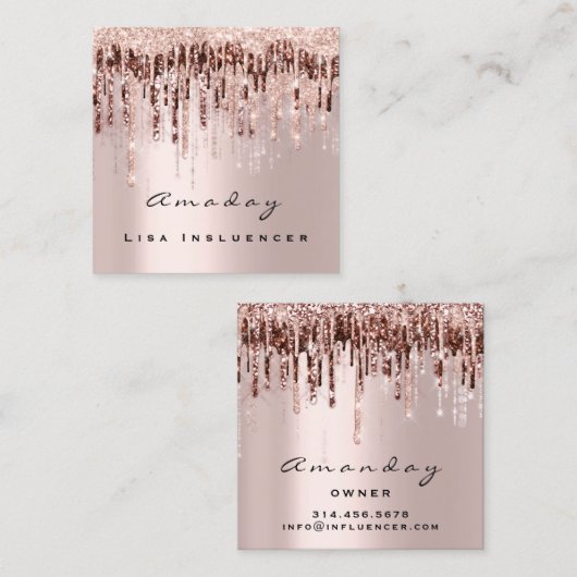 イベントプランナードリップソーシャルメディアバラ化粧 スクエア名刺 (正面/裏面)
