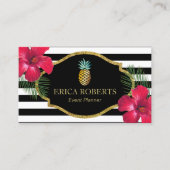 イベントプランナーハワイアンパイナップルモダンストライプ 名刺 (正面)