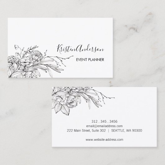 イベントプランナーハンド描画フローラ 名刺 (正面/裏面)