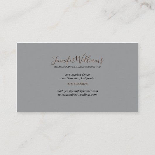 イベントプランナービューティフルブラックグレー&金ゴールド大理石 名刺 (裏面)