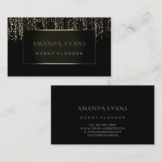 イベントプランナーフィルムメーカースパークル白黒額縁 名刺 (正面/裏面)