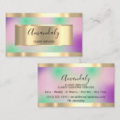 イベントプランナーフレーム付きホログラフパープルピンク 名刺 (正面/裏面)