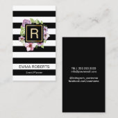 イベントプランナーフローラモノグラムモダンストライプ 名刺 (正面/裏面)