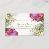 イベントプランナーフローラレッドローズピンクグリーン金ゴールド 名刺 (正面)