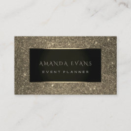 イベントプランナーブラックフレームグリッター金ゴールドスパークセピア 名刺
