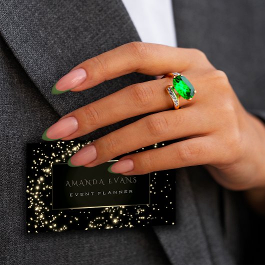 イベントプランナーブラックフレームスターズ金ゴールドスパルクセピア 名刺