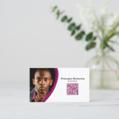 イベントプランナーブルゴーニュ白カスタム写真QRコード 名刺 (スタンド正面)